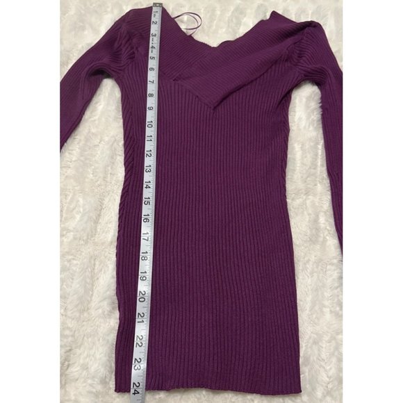 Candie's Purple Portrait Neckline Stretch Sweater Rayon Blend Junior Size M NWT - Picture 9 of 16